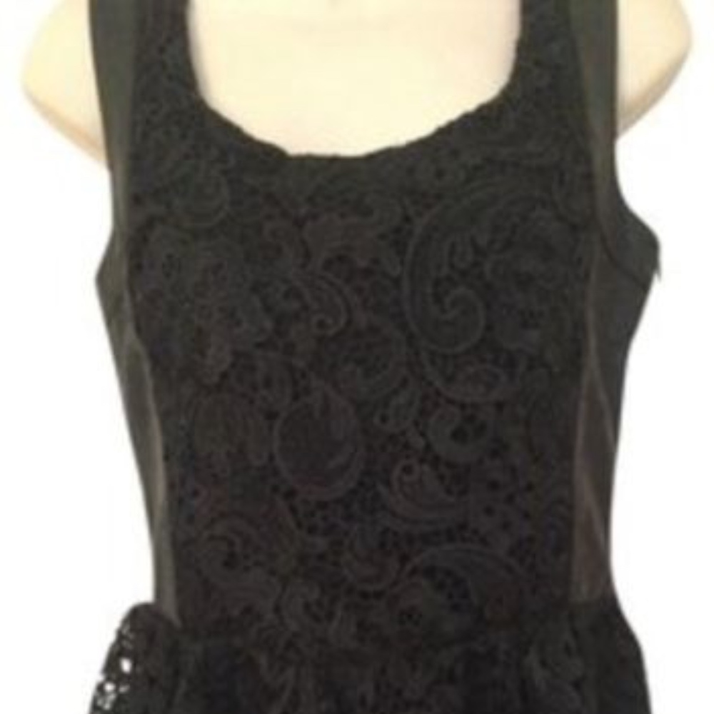 Boundary & Co Leather & Lace Peplum Top